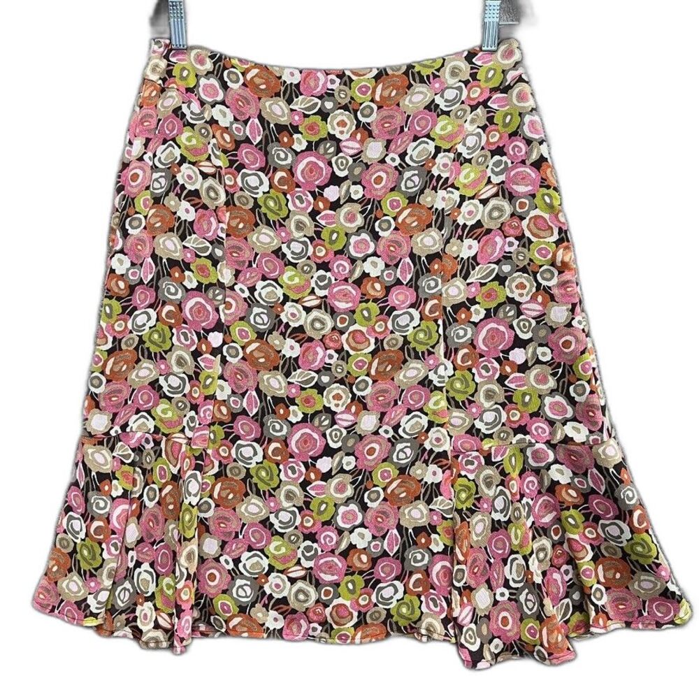 SIGRID OLSEN Women's Skirt SZ 10 Foral A-Line Knee/Midi LINED Cottage Flowy Y2K
